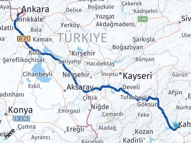 Dulkadiroğlu Ankara Arası Kaç Km - Yol Tarifi