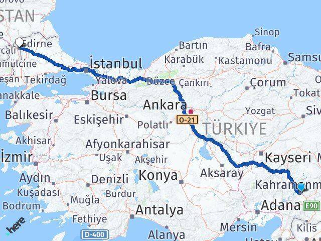 Dulkadiroğlu Edirne Arası Kaç Km - Yol Tarifi