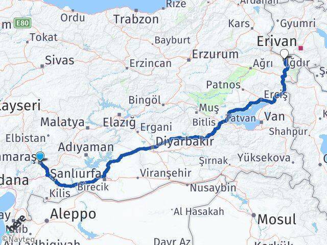 Dulkadiroğlu Iğdır Arası Kaç Km - Yol Tarifi