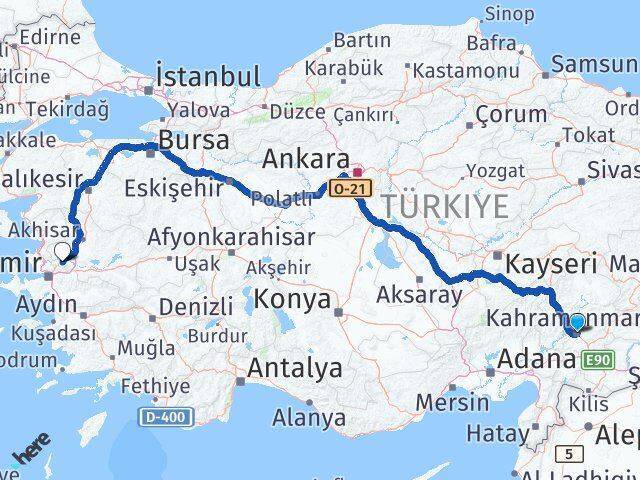 Dulkadiroğlu Manisa Arası Kaç Km - Yol Tarifi