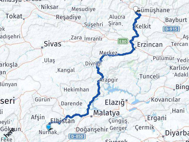 Ekinözü Gümüşhane Arası Kaç Km - Yol Tarifi