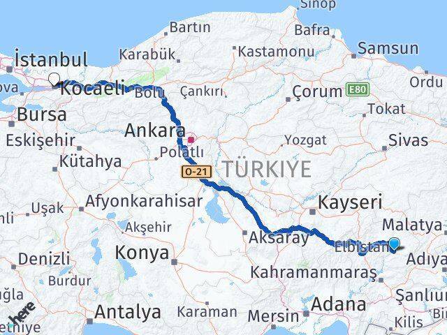 Ekinözü Kocaeli Arası Kaç Km - Yol Tarifi