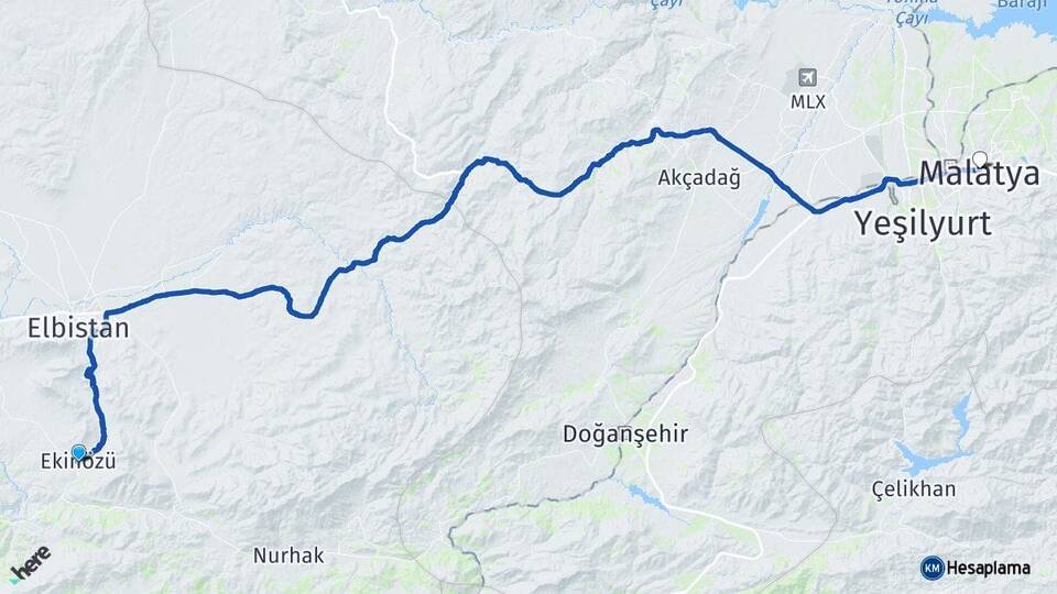 Ekinözü Malatya Arası Kaç Km - Yol Tarifi
