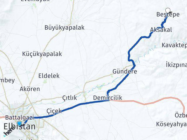 Kahramanmaraş Elbistan Beştepe Elbistan Arası Kaç Km - Yol Haritası