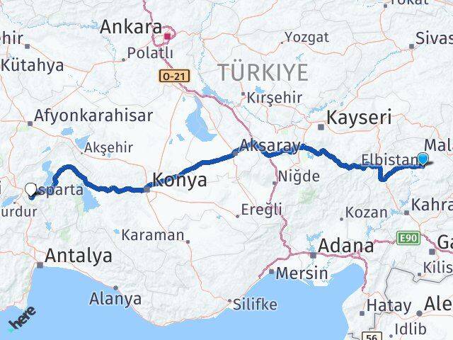 Kahramanmaraş Elbistan Isparta Arası Kaç Km - Yol Haritası