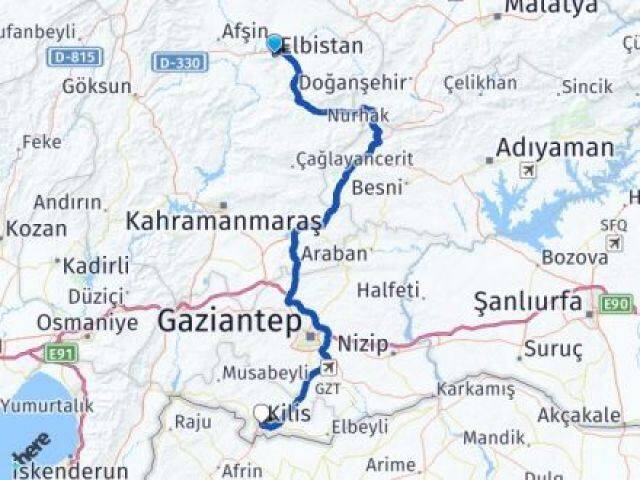 Kahramanmaraş Elbistan Kilis Arası Kaç Km - Yol Haritası