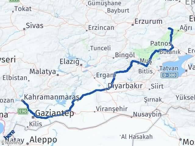 Kahramanmaraş Eleşkirt Ağrı Arası Kaç Km - Yol Haritası