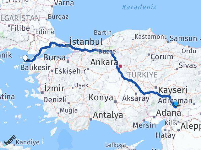Kahramanmaraş Gökçeada Çanakkale Arası Kaç Km - Yol Haritası
