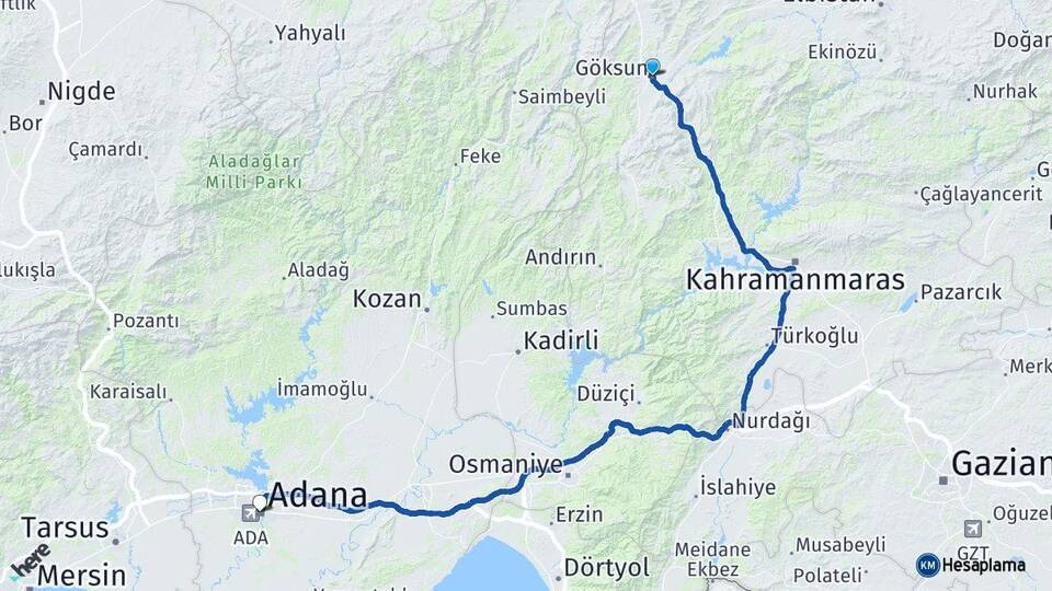 Göksun Adana Arası Kaç Km - Yol Tarifi
