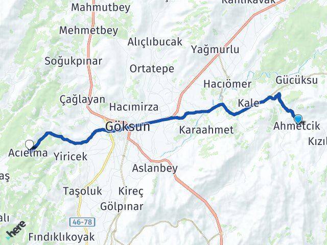 Ahmetcik Göksun Arası Kaç Km - Yol Tarifi