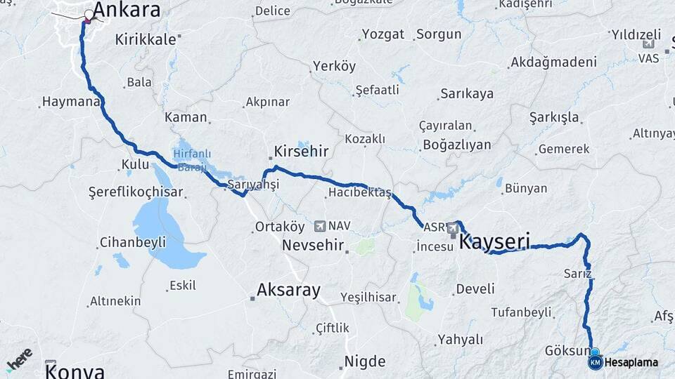 Kahramanmaraş Göksun Ankara Arası Kaç Km - Yol Haritası