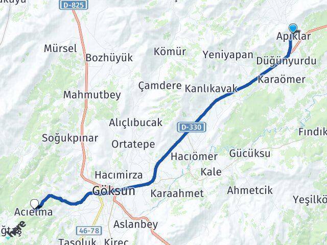 Apıklar Göksun Arası Kaç Km - Yol Tarifi
