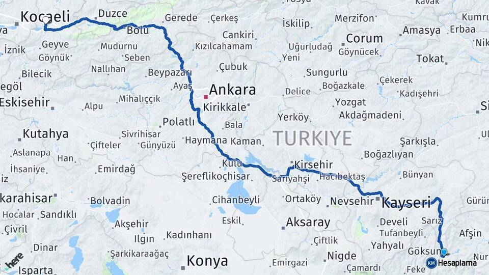 Kahramanmaraş Göksun Sakarya Arası Kaç Km - Yol Haritası