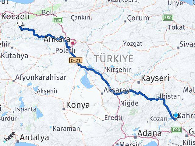 Kahramanmaraş Göynük Bolu Arası Kaç Km - Yol Haritası