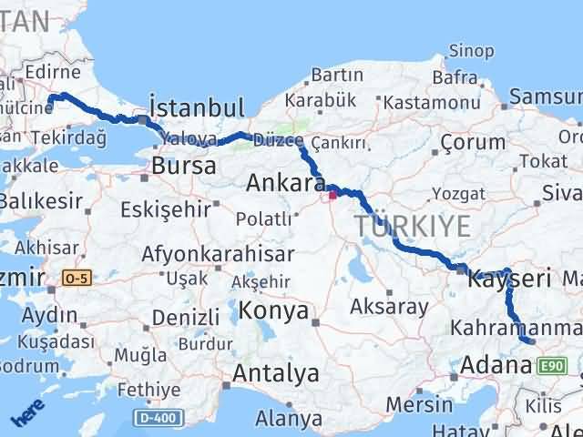 Kahramanmaraş Hayrabolu Tekirdağ Arası Kaç Km - Yol Haritası