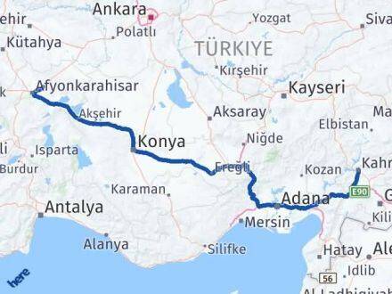 Kahramanmaraş İscehisar Afyonkarahisar Arası Kaç Km - Yol Haritası