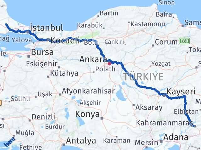 Kahramanmaraş Kapaklı Tekirdağ Arası Kaç Km - Yol Haritası