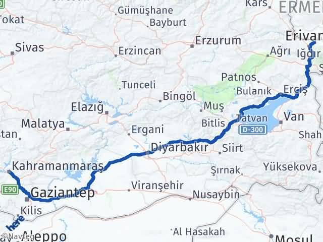 Kahramanmaraş Karakoyunlu Iğdır Arası Kaç Km - Yol Haritası