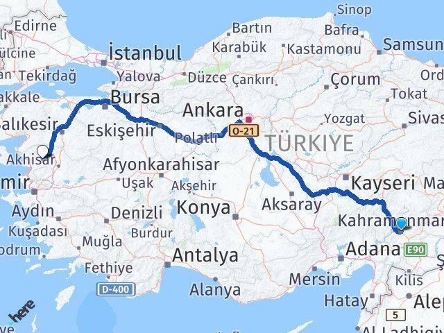 Kahramanmaraş Kınık İzmir Arası Kaç Km - Yol Haritası