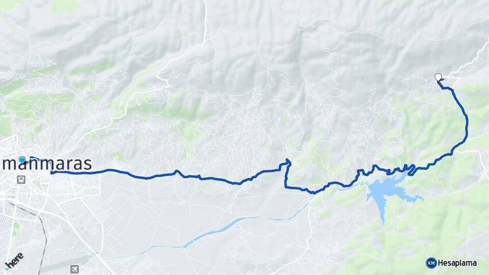 Kahramanmaraş Küçüknacar Dulkadiroğlu Arası Kaç Km - Yol Haritası