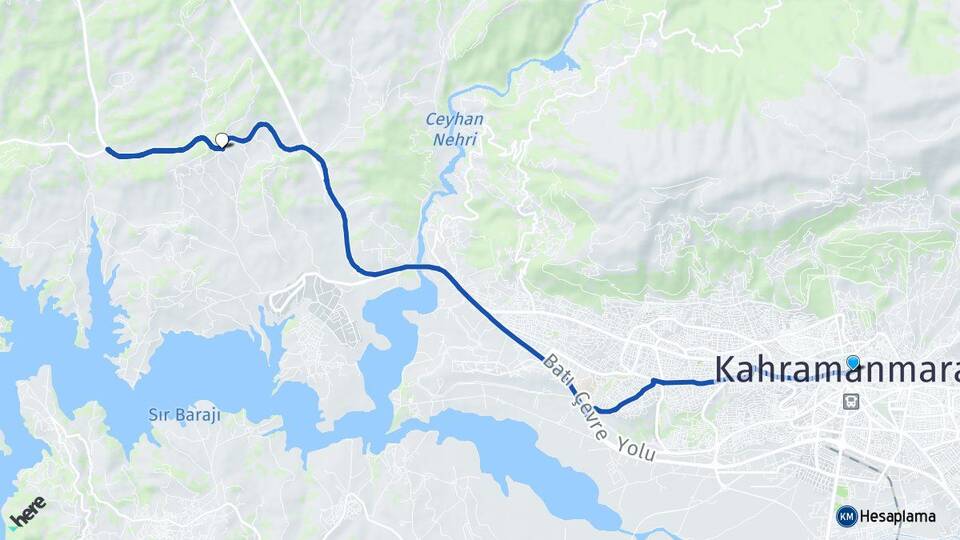 Kahramanmaraş Kürtül Onikişubat Arası Kaç Km - Yol Haritası