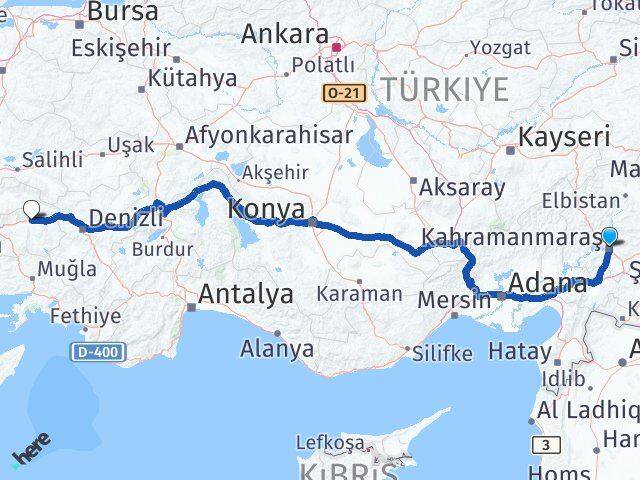 Kahramanmaraş Nazilli Aydın Arası Kaç Km - Yol Haritası