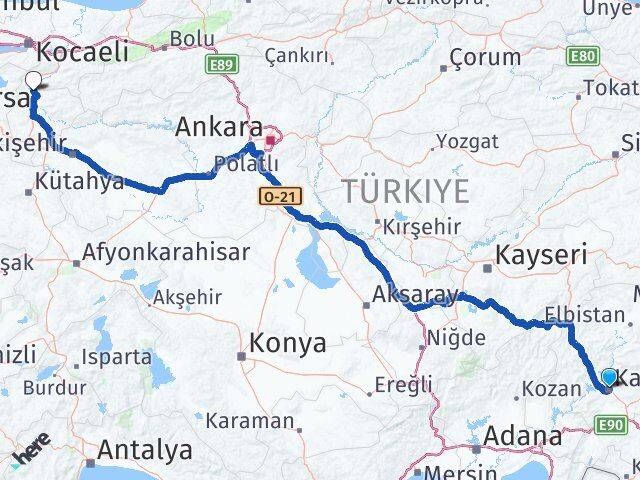 Kahramanmaraş Osmaneli Bilecik Arası Kaç Km - Yol Haritası