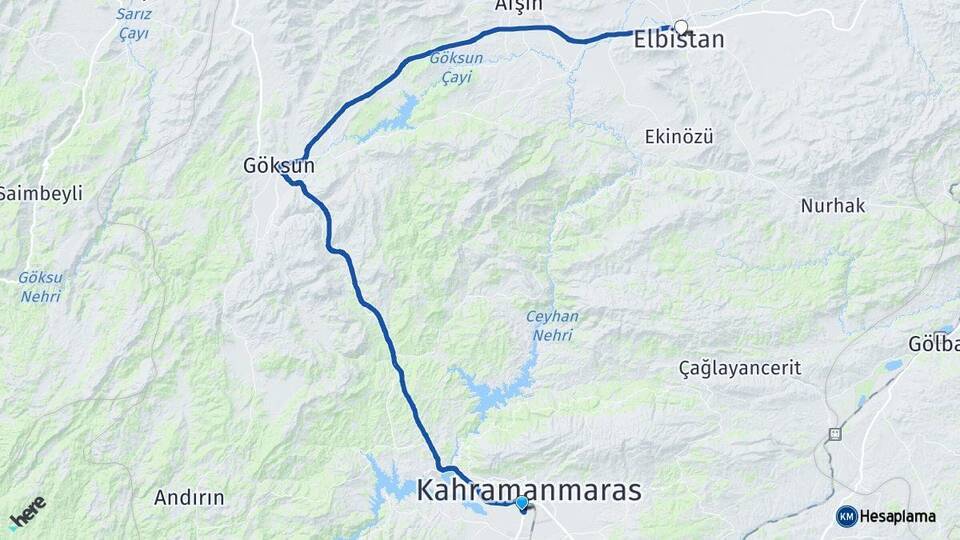 Kahramanmaraş Otogarı Elbistan Arası Kaç Km - Yol Tarifi