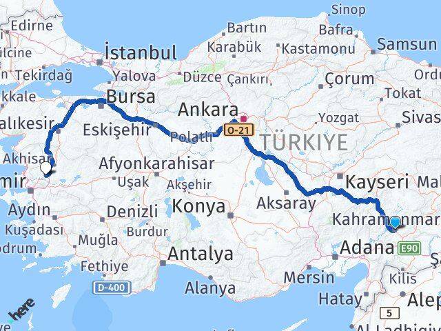 Kahramanmaraş Saruhanlı Manisa Arası Kaç Km - Yol Haritası