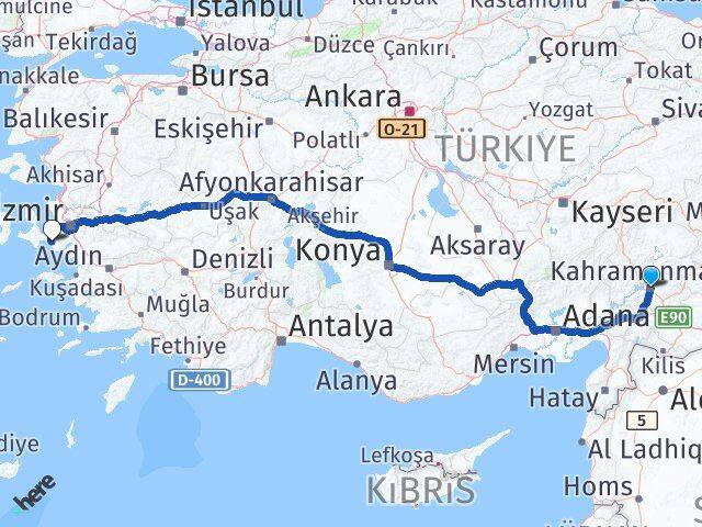Kahramanmaraş Seferihisar İzmir Arası Kaç Km - Yol Haritası