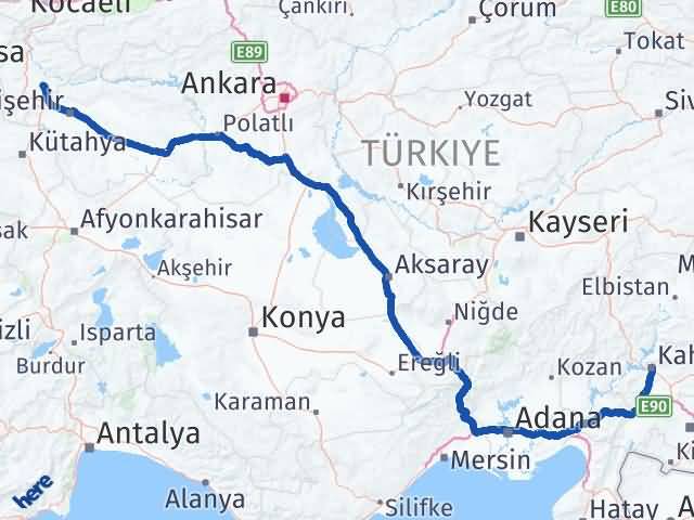 Kahramanmaraş Söğüt Bilecik Arası Kaç Km - Yol Haritası
