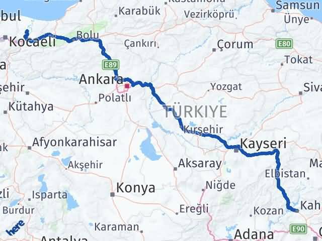 Kahramanmaraş Söğütlü Sakarya Arası Kaç Km - Yol Haritası
