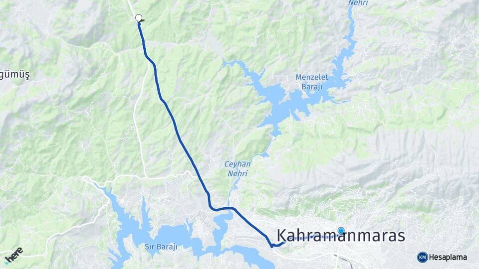 Kahramanmaraş Suçatı Onikişubat Arası Kaç Km - Yol Haritası