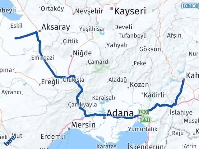 Kahramanmaraş Sultanhanı Aksaray Arası Kaç Km - Yol Haritası