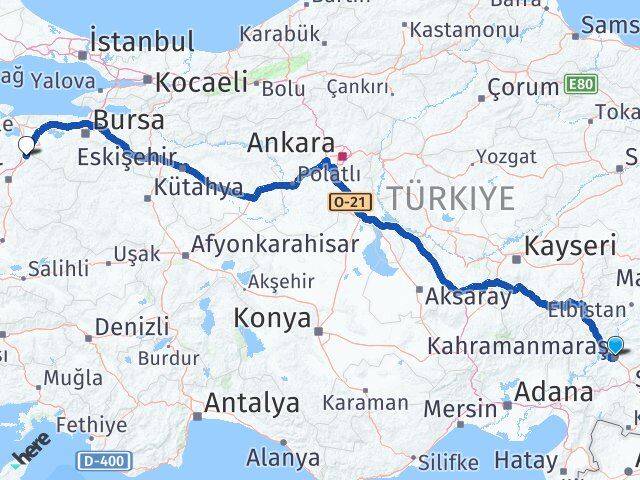 Kahramanmaraş Susurluk Balıkesir Arası Kaç Km - Yol Haritası