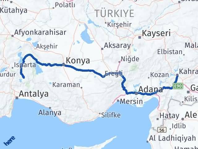 Kahramanmaraş Sütçüler Isparta Arası Kaç Km - Yol Haritası