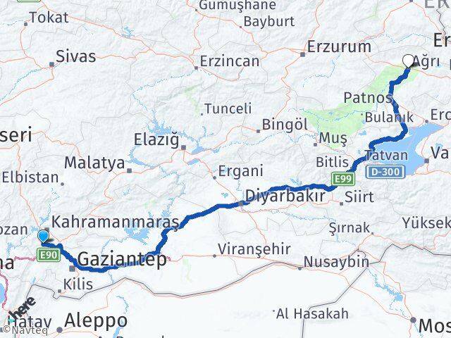 Kahramanmaraş Türkoğlu Ağrı Arası Kaç Km - Yol Haritası
