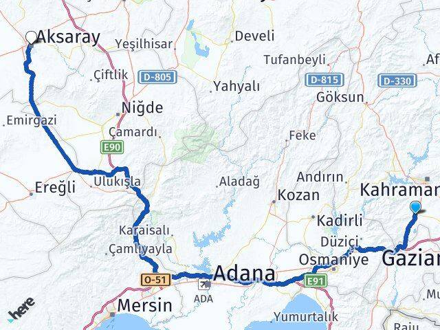 Kahramanmaraş Türkoğlu Aksaray Arası Kaç Km - Yol Haritası