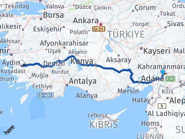Kahramanmaraş Türkoğlu Aydın Arası Kaç Km - Yol Haritası