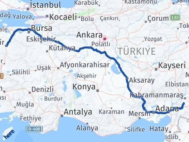 Kahramanmaraş Türkoğlu Balıkesir Arası Kaç Km - Yol Haritası