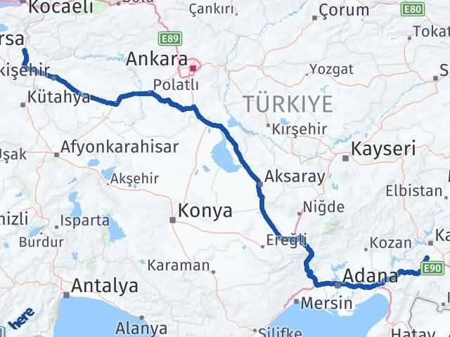 Kahramanmaraş Türkoğlu Bilecik Arası Kaç Km - Yol Haritası