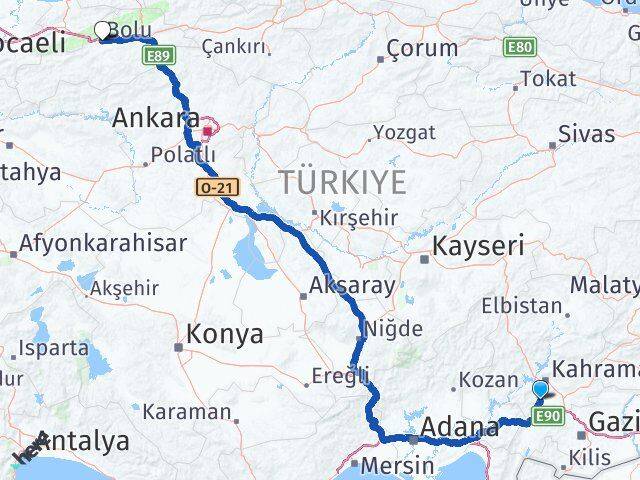 Kahramanmaraş Türkoğlu Bolu Arası Kaç Km - Yol Haritası