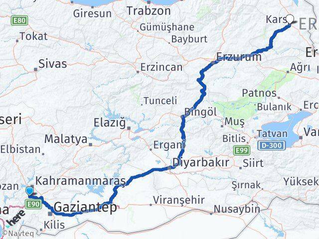 Kahramanmaraş Türkoğlu Kars Arası Kaç Km - Yol Haritası