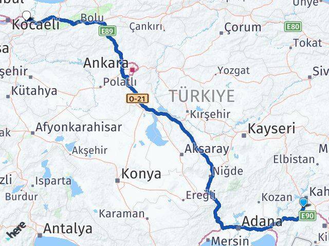 Kahramanmaraş Türkoğlu Sakarya Arası Kaç Km - Yol Haritası