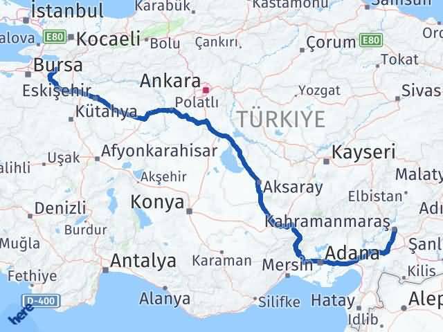 Kahramanmaraş Yenişehir Bursa Arası Kaç Km - Yol Haritası