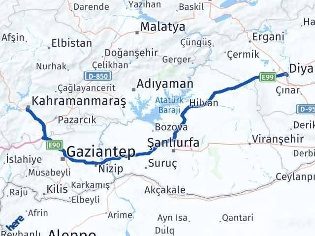 Kahramanmaraş Yenişehir Arası Kaç Km - Yol Tarifi