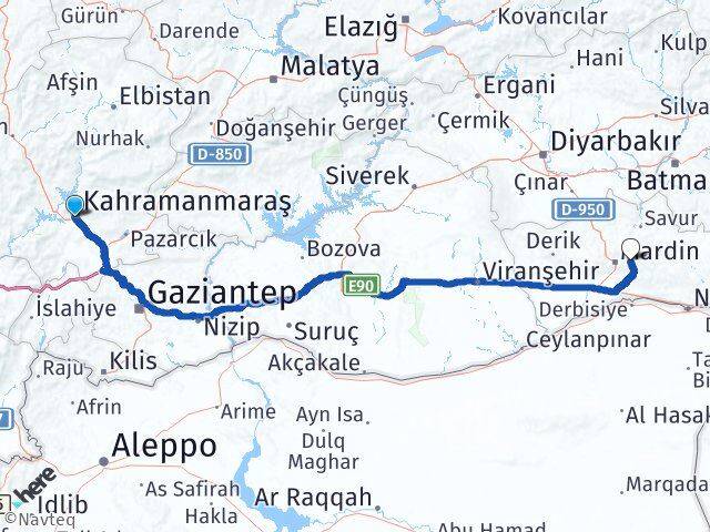 Kahramanmaraş Yeşilli Mardin Arası Kaç Km - Yol Haritası
