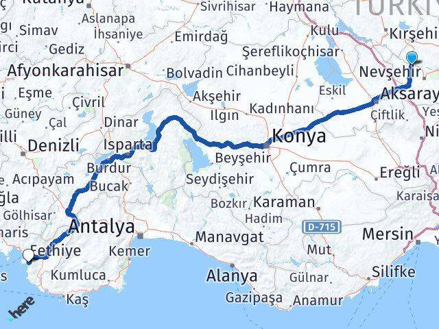 Kapadokya Havalimanı Ölüdeniz Arası Kaç Km - Yol Tarifi