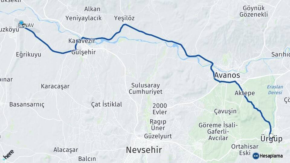 Kapadokya Havalimanı Ürgüp Arası Kaç Km - Yol Tarifi