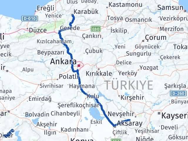 Karabük Acıgöl Nevşehir Arası Kaç Km - Yol Haritası